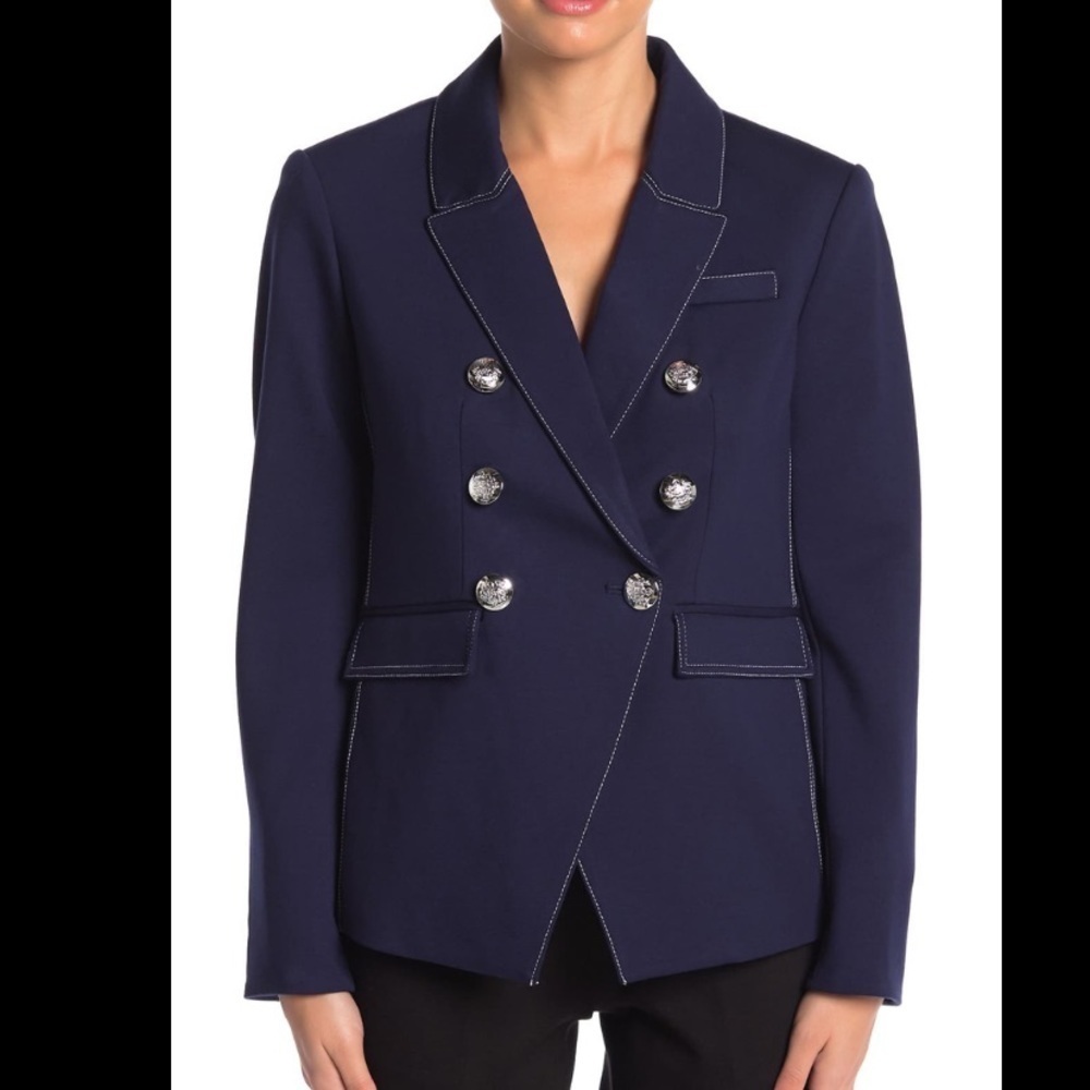 “TAHARI” Double Breasted Contrast Blazer Jacket